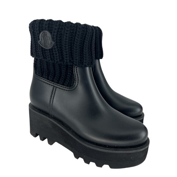 Moncler Ginette Waterproof Fold Over Wedge Rain Boot - Picture 2 of 13